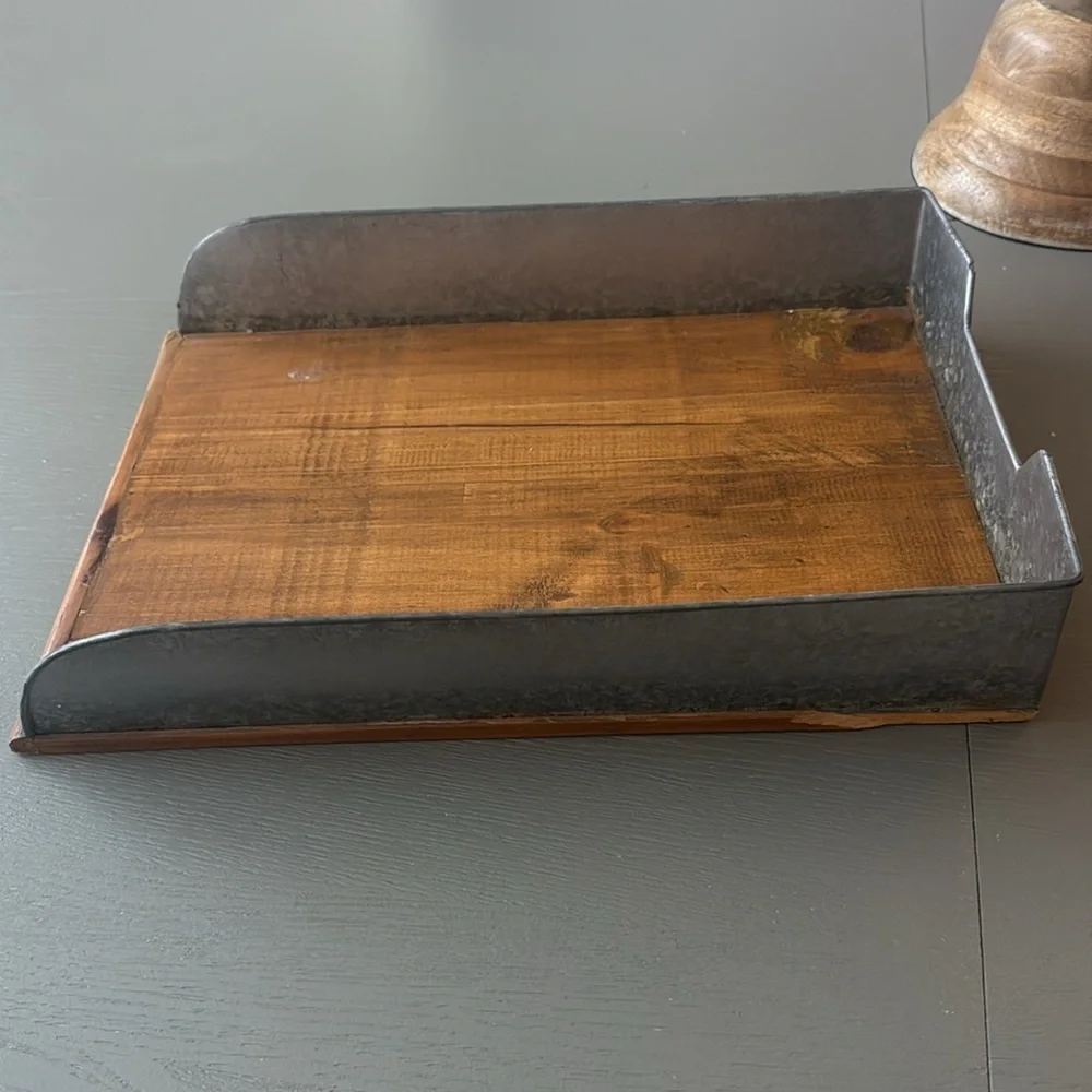 Rustic Wooden and Metal Tray